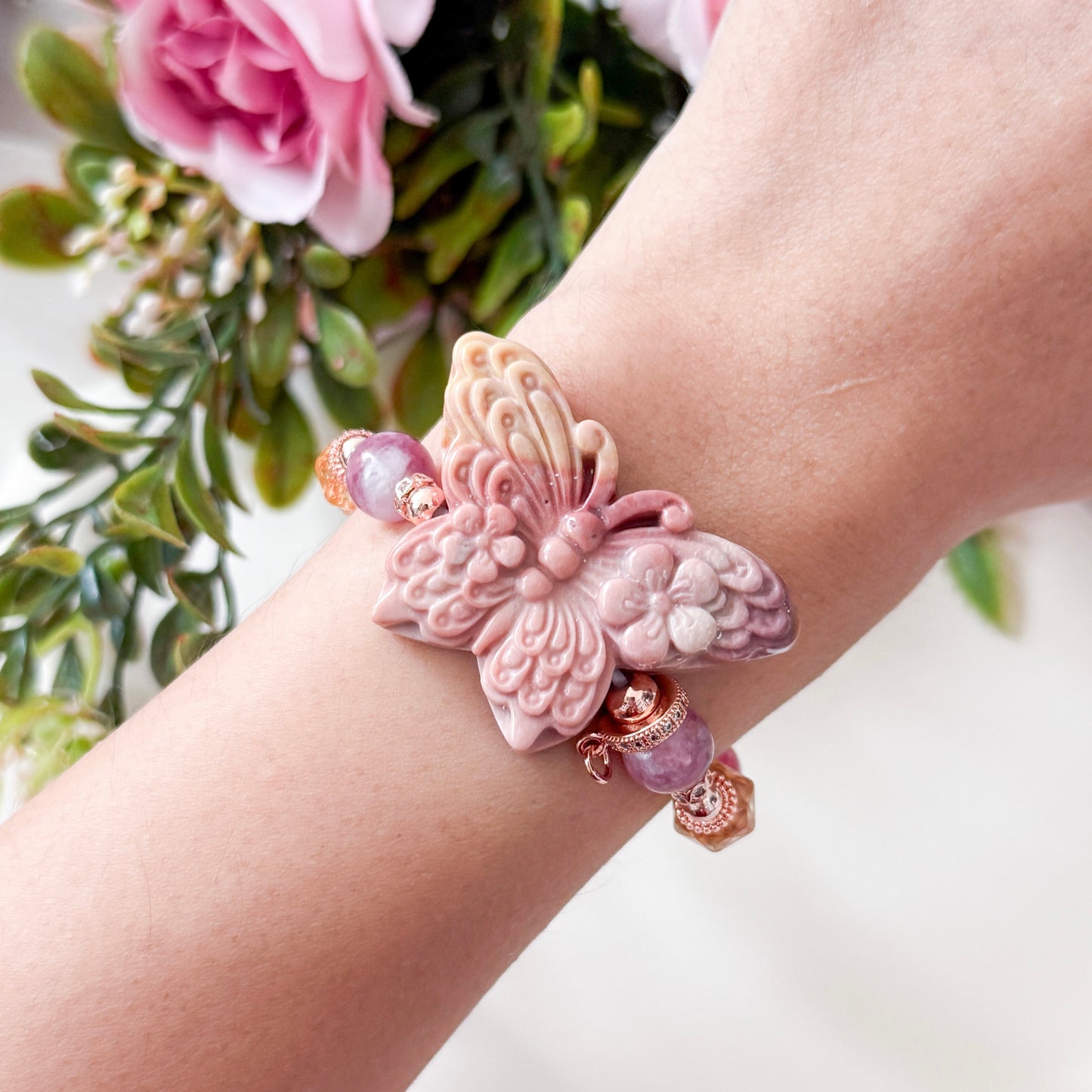 Alashan Agate Butterfly (Rosy)