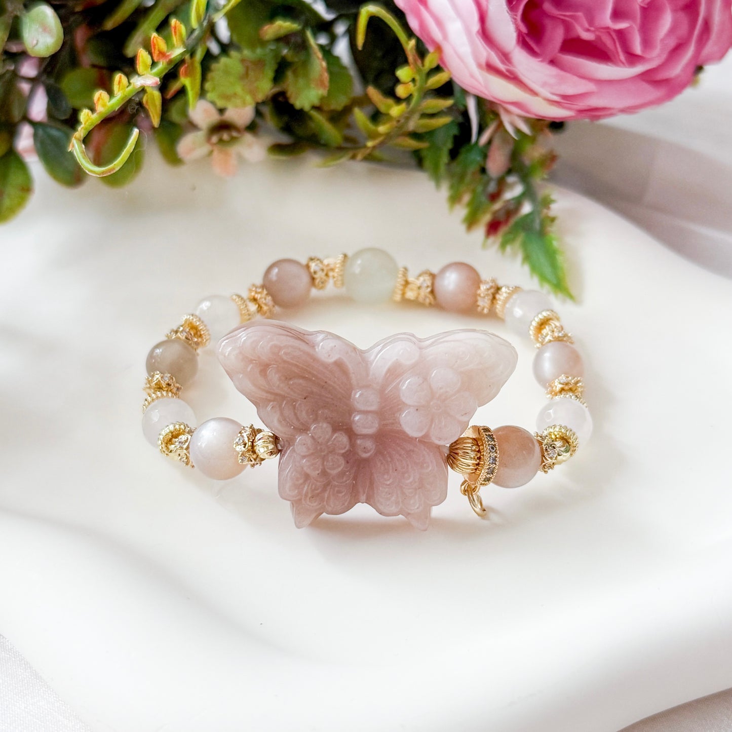 Alashan Agate Butterfly (Cream)