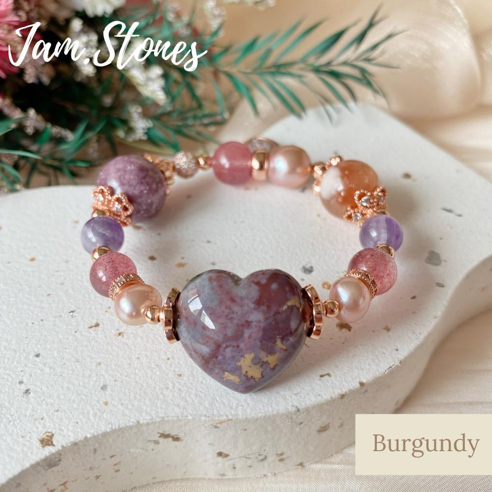 Burgundy Crystal Bracelet (Protection, Anti-evil eye and Wisdom)