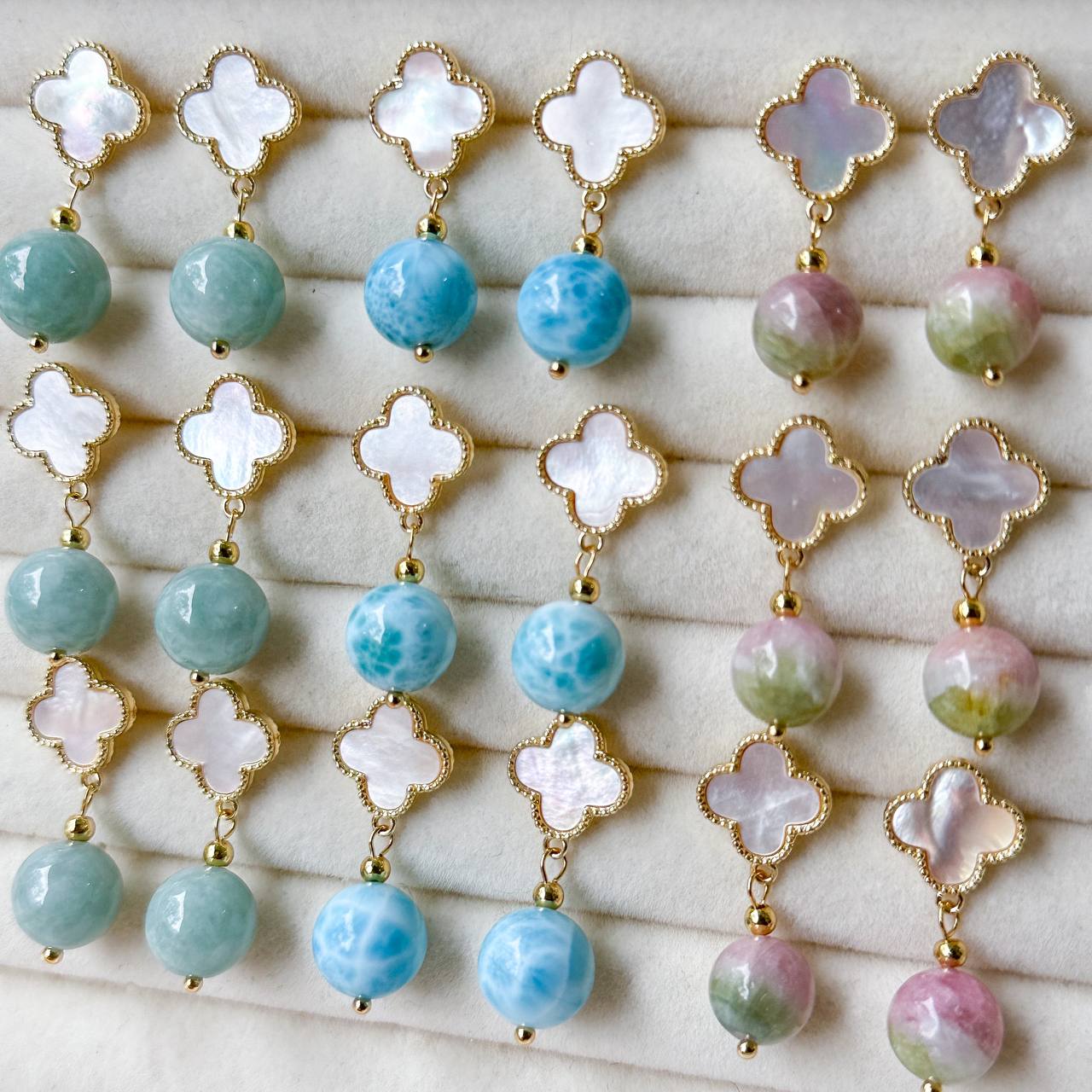 Clover Pearl Crystal Earrings πππ