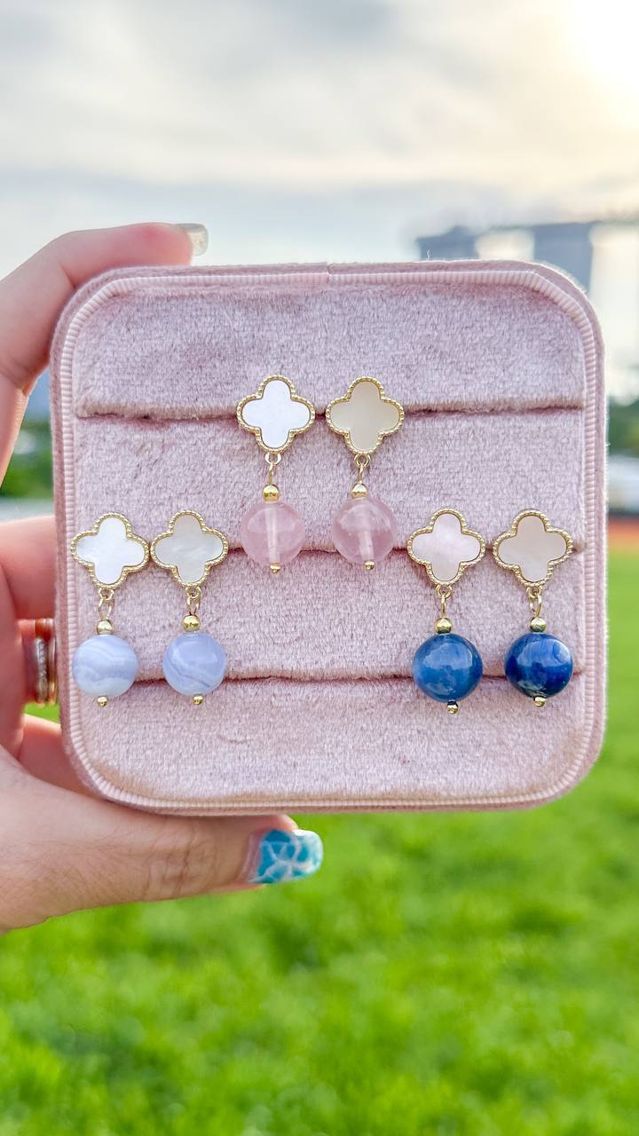 Clover Pearl Crystal Earrings πππ