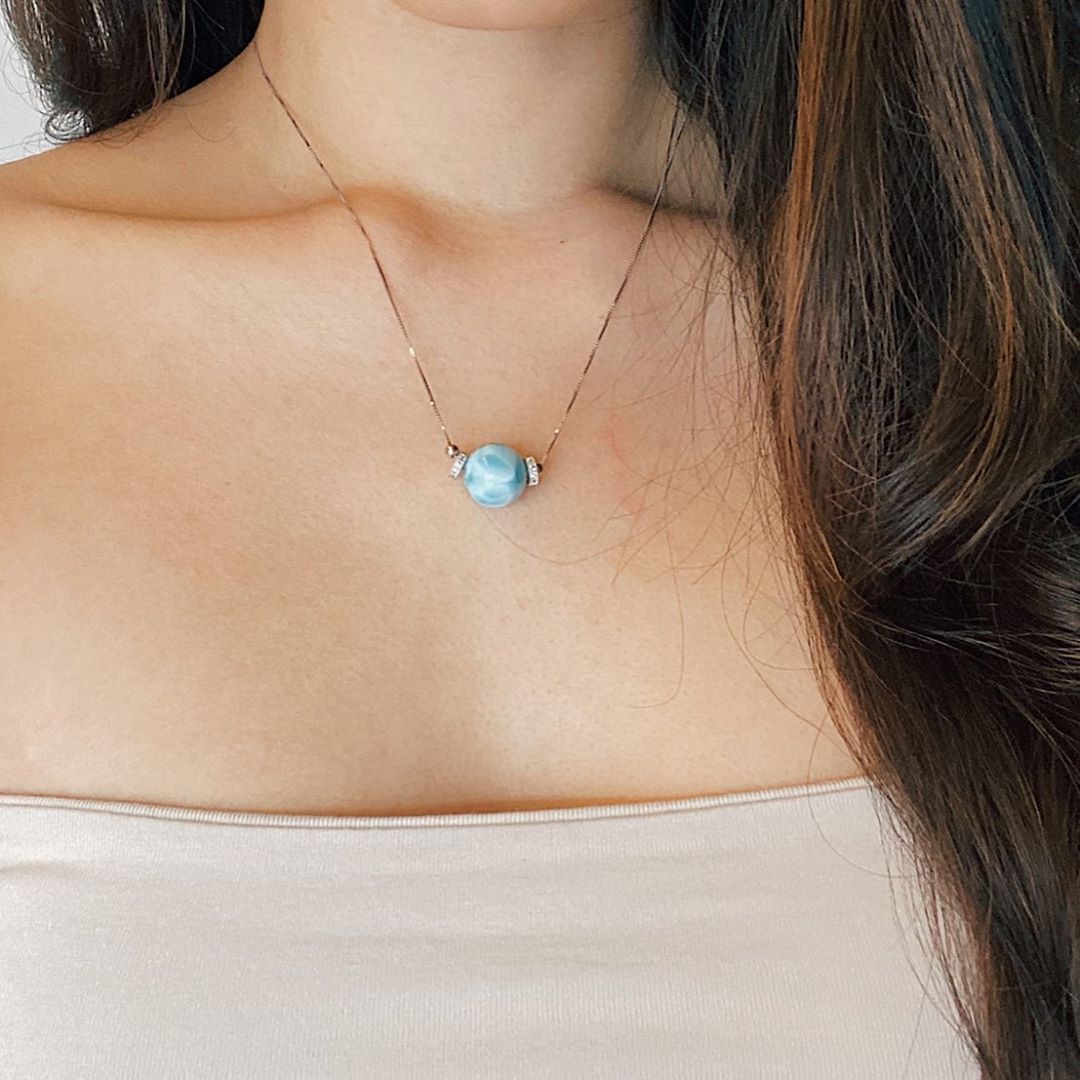 Solitaire Larimar Necklace
