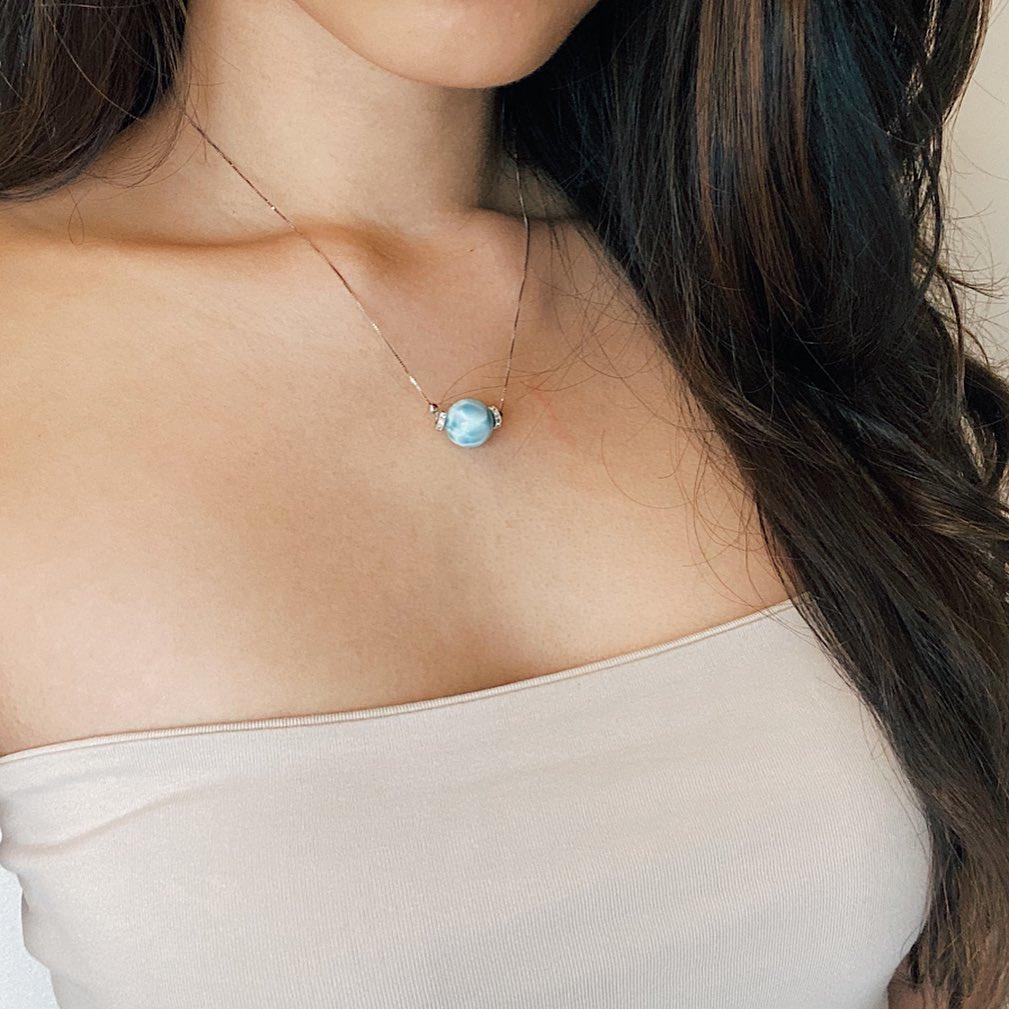 Solitaire Larimar Necklace