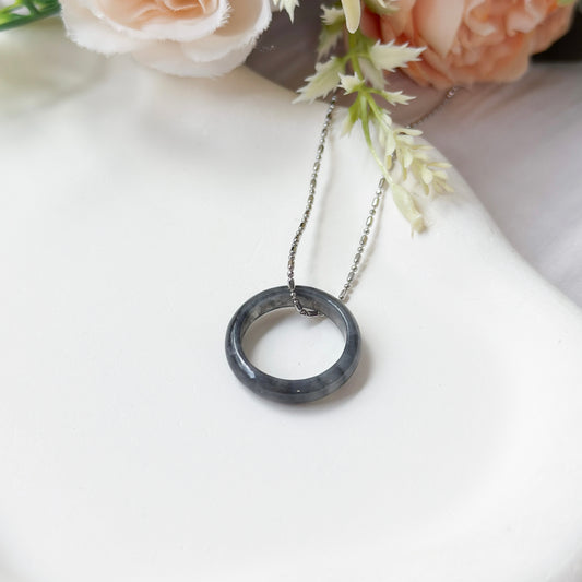 Ash Grey Jade Ring Necklace