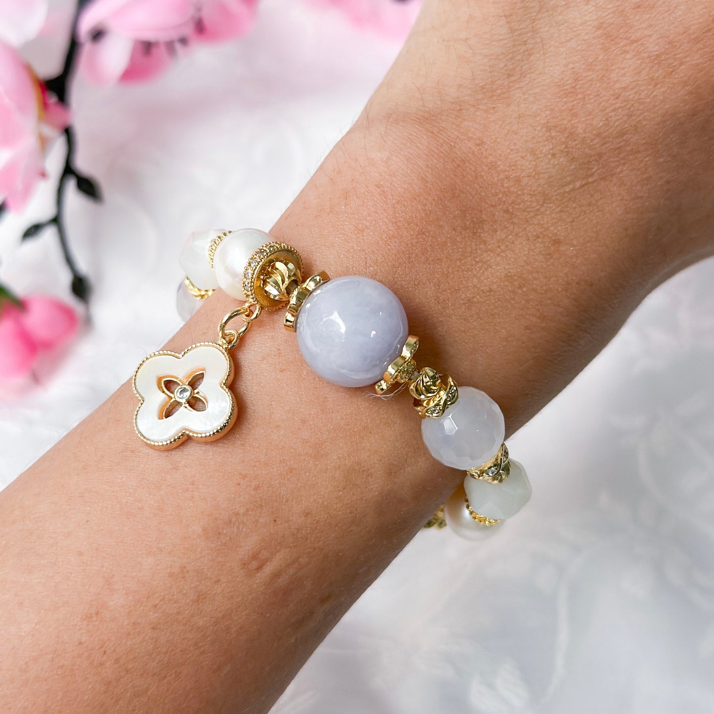 Lavish Lavender Jade & Crystal Bracelet