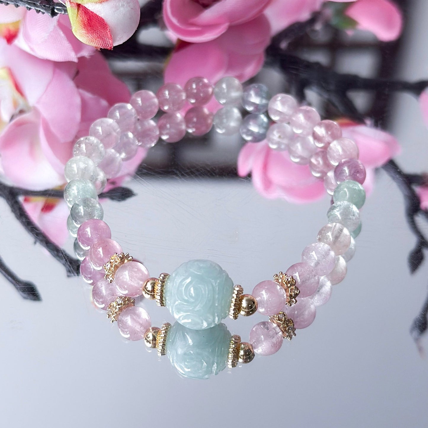 Jade Ruyi Sakura Tourmaline Bracelet | Lunar Collectives