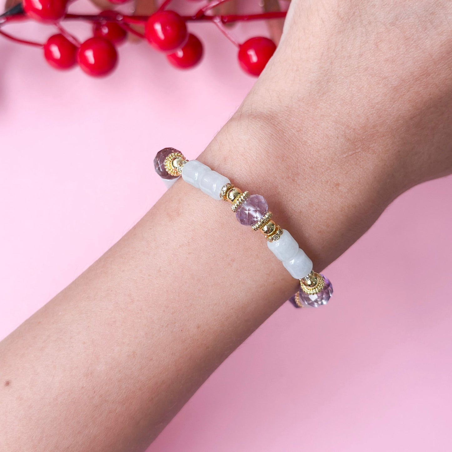 Prosperity Jade Bamboo & Amethyst Bracelet | Lunar Collectives
