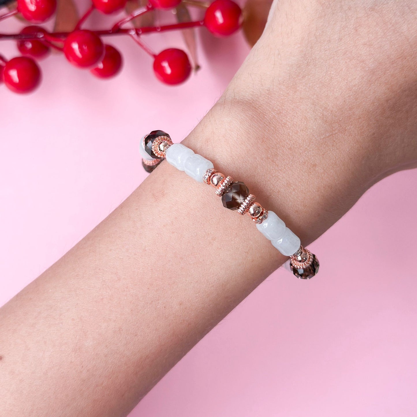 Prosperity Jade Bamboo & Smoky Quartz Bracelet | Lunar Collectives