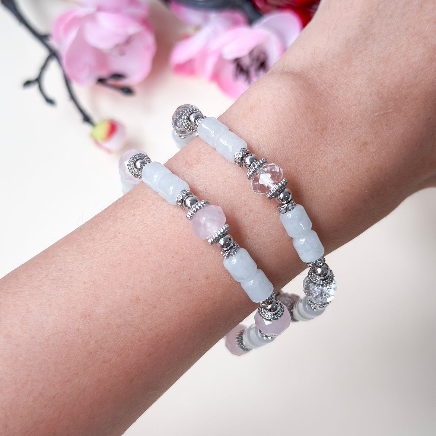 Prosperity Jade Bamboo & Rose Quartz Bracelet | Lunar Collectives