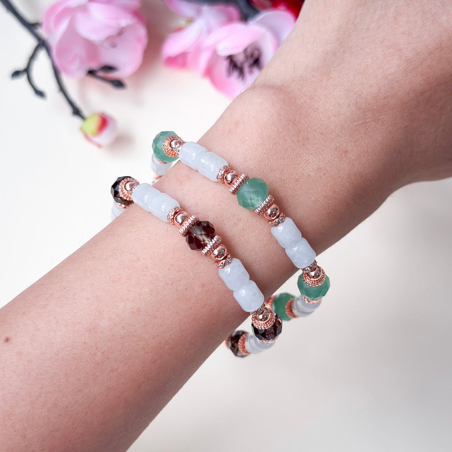 Prosperity Jade Bamboo & Smoky Quartz Bracelet | Lunar Collectives