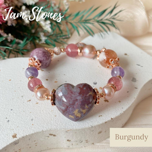 Burgundy Crystal Bracelet (Protection, Anti-evil eye and Wisdom)